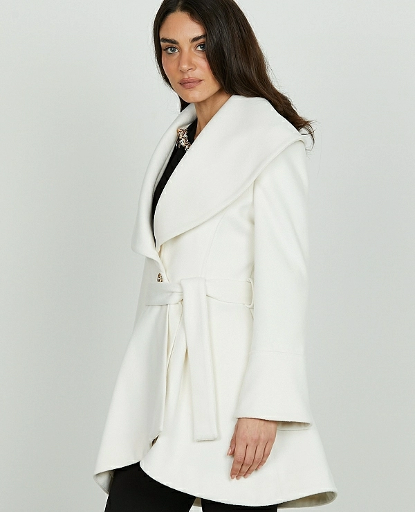 Abrigo ARUBA de RELISH manga larga con cuello chal y cinturn  - 20566