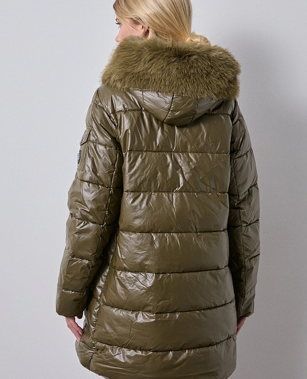 ABRIGO DE BSB CON CUELLO DE PELO MODELO 054-217011 EN VERDE KAKI - 20993