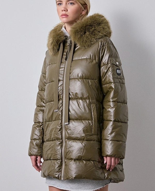 ABRIGO DE BSB CON CUELLO DE PELO MODELO 054-217011 EN VERDE KAKI - 20994