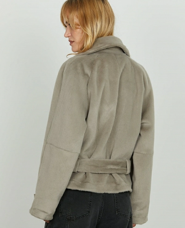 Abrigo de piel ecolgica CLEOM con manga larga, RELISH - 20582