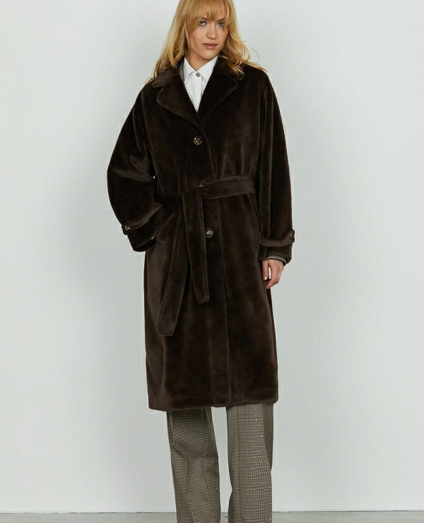 Abrigo de piel sinttica CHAMLET, clido y envolvente, con mangas RELISH - 20589