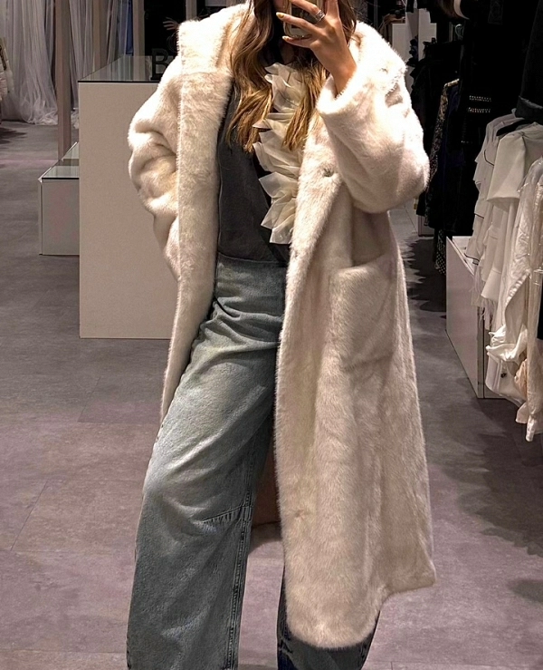 Abrigo de piel sinttica con capucha - 20712