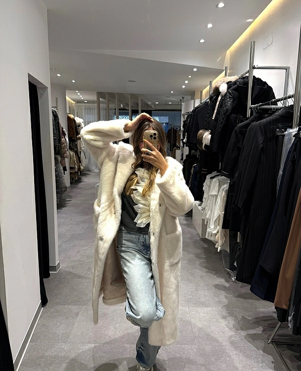 Abrigo de piel sinttica con capucha - 20714