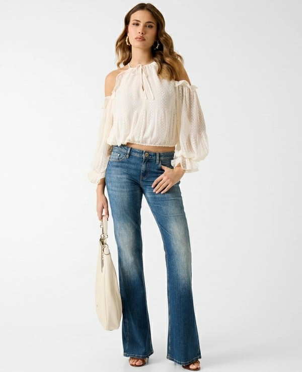 BLUSA BEIGE CON LOS HOMBROS DESCUBIERTOS DE GUESS MODELO W6GH61 W2045 - 21642