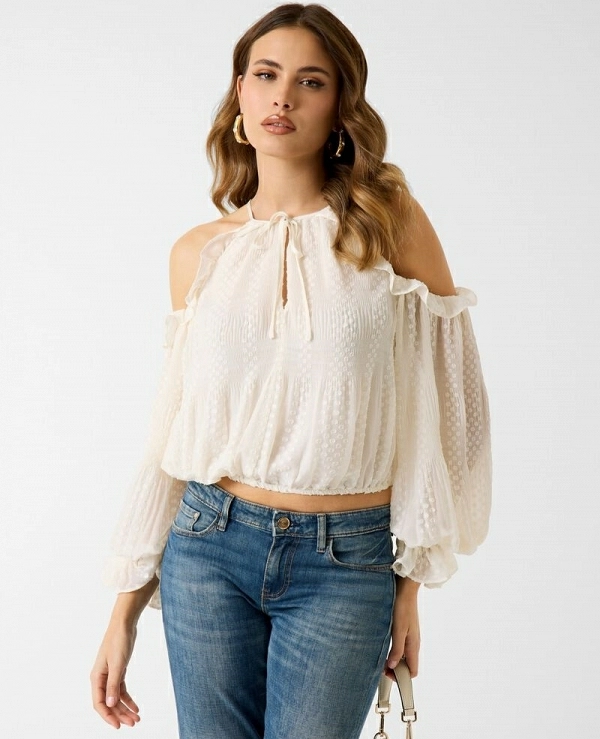 BLUSA BEIGE CON LOS HOMBROS DESCUBIERTOS DE GUESS MODELO W6GH61 W2045 - 21643