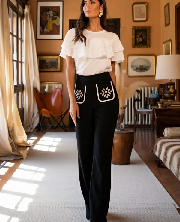 BLUSA  BLANCA  VOLANTES   PECHO - 19026