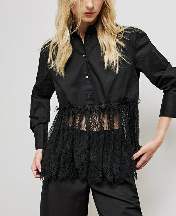 BLUSA DE BSB EN DOS TEJIDOS MODELO 054-216022 - 20349