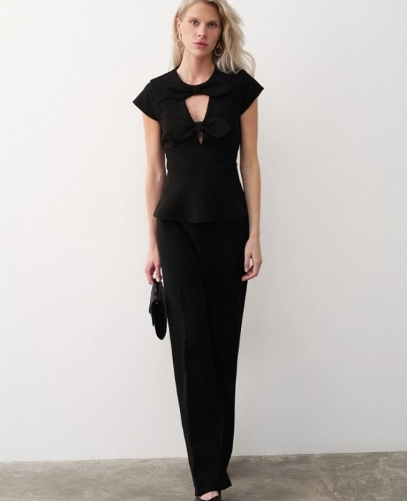 Blusa de crep� con lazos DE BSB 0156-0110062