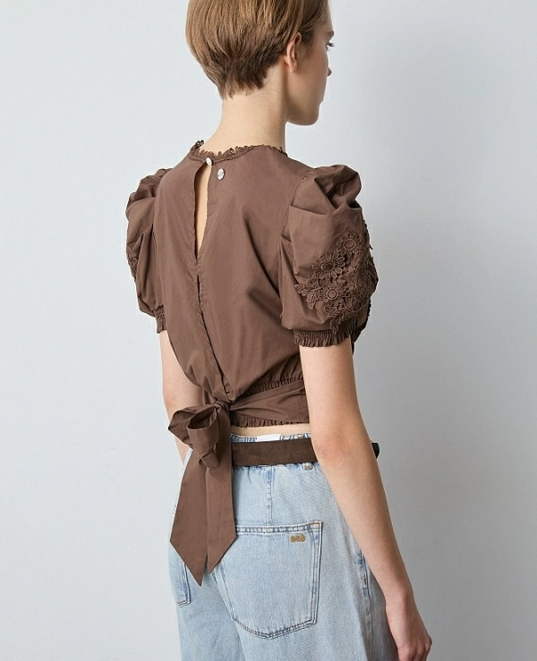  Blusa de encaje con hombros abullonadosDE BSB MODELO 055-210019 - 21184