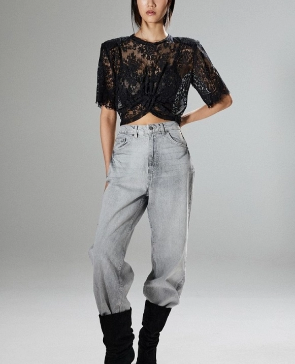 Blusa de encaje de manga corta DE BSB 0156-0110053
