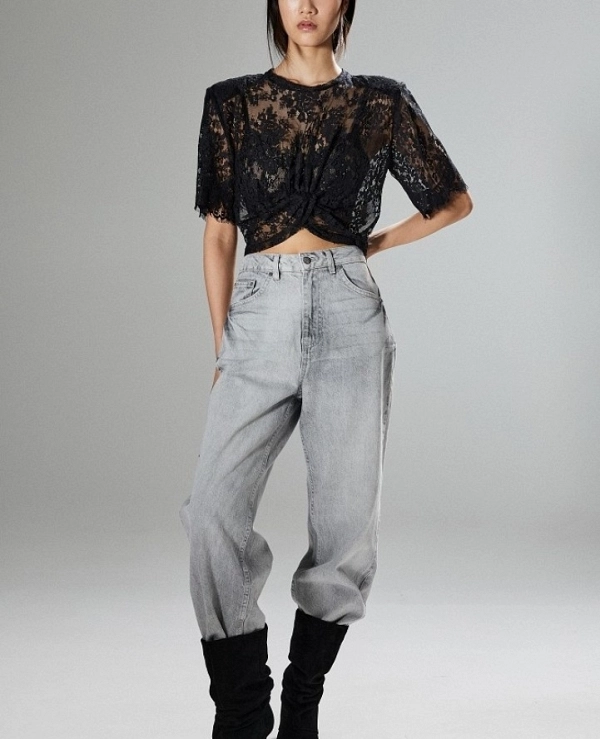 Blusa de encaje de manga corta DE BSB 0156-0110053