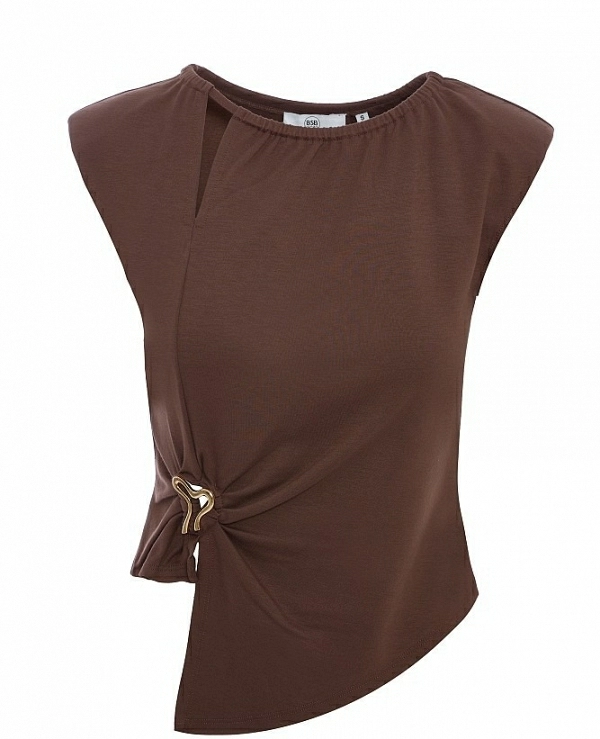 Blusa de manga corta con hebilla de BSB 055-210059 - 21146