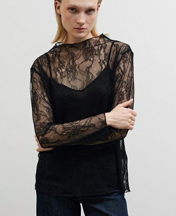 Blusa transparente con encaje DE BSB MODELO 054-210065