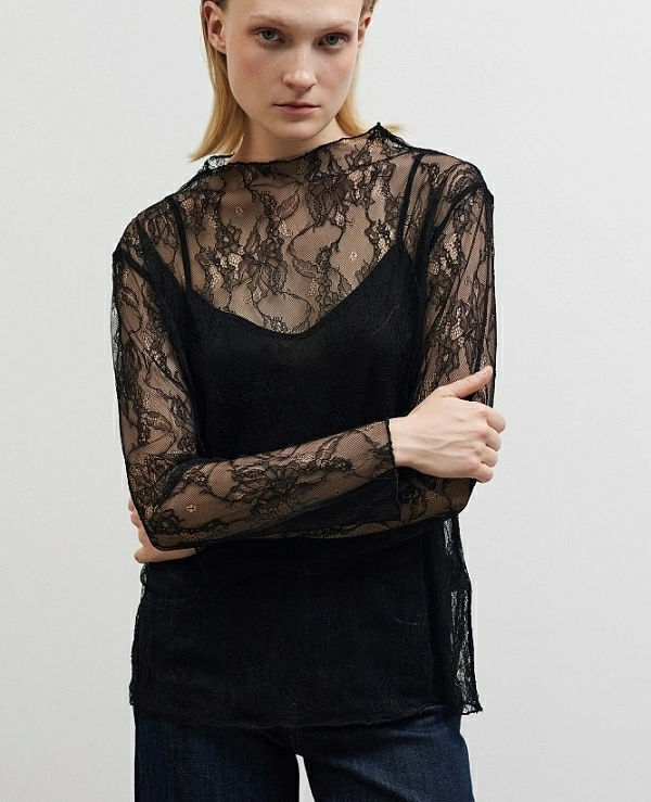 Blusa transparente con encaje DE BSB MODELO 054-210065 - 20004