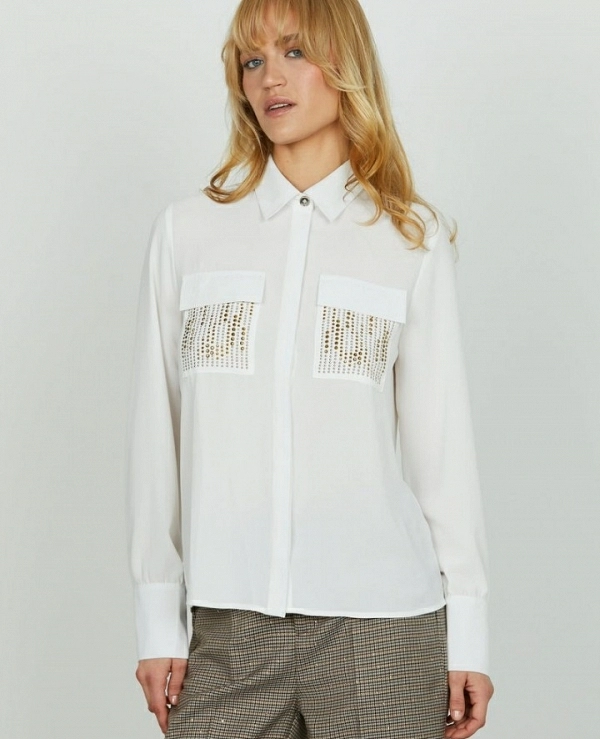 Camisa de RELISH manga larga JUWELL con bolsillos de diamantes de imitacin