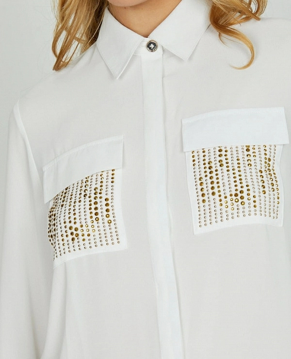 Camisa de RELISH manga larga JUWELL con bolsillos de diamantes de imitacin - 20442