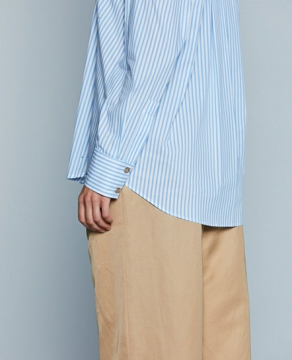 Camisa larga ORIHUELA M/L RELISH con abertura en el hombro ms logotipo bordado ms rayas de strass