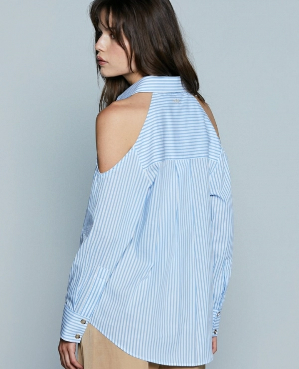 Camisa larga ORIHUELA M/L RELISH con abertura en el hombro ms logotipo bordado ms rayas de strass