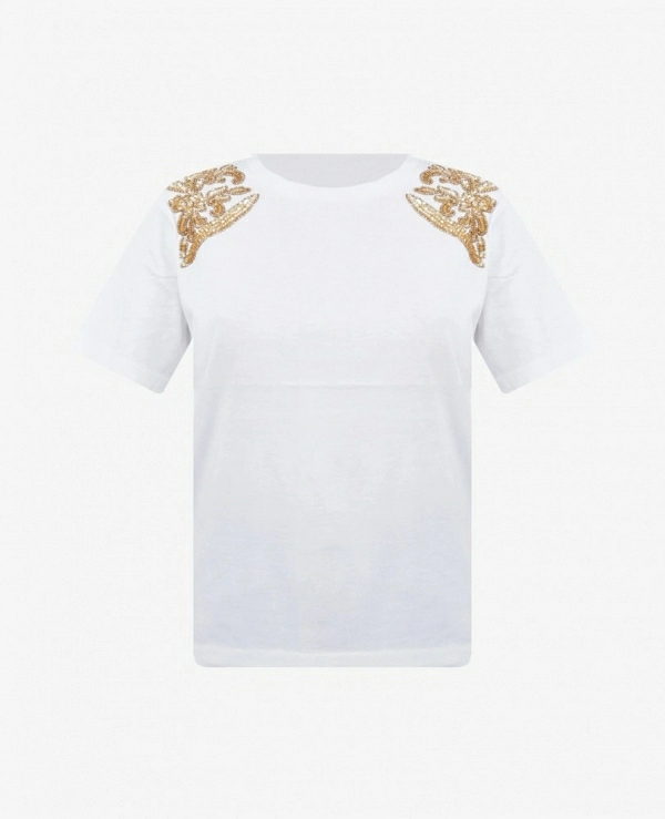 CAMISETA BLANCA CON DETALLE EN LOS HOMBROS