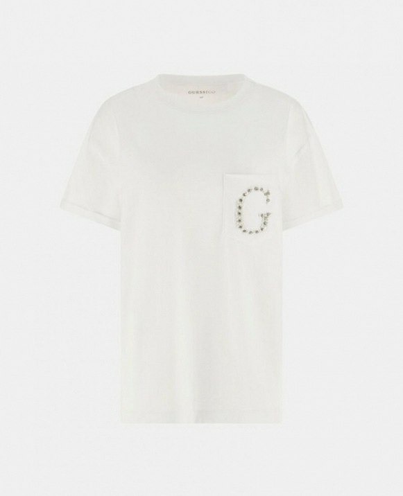 CAMISETA BLANCA DE GUESS CON UN BOLSILLO MODELO W6GI17 K3037