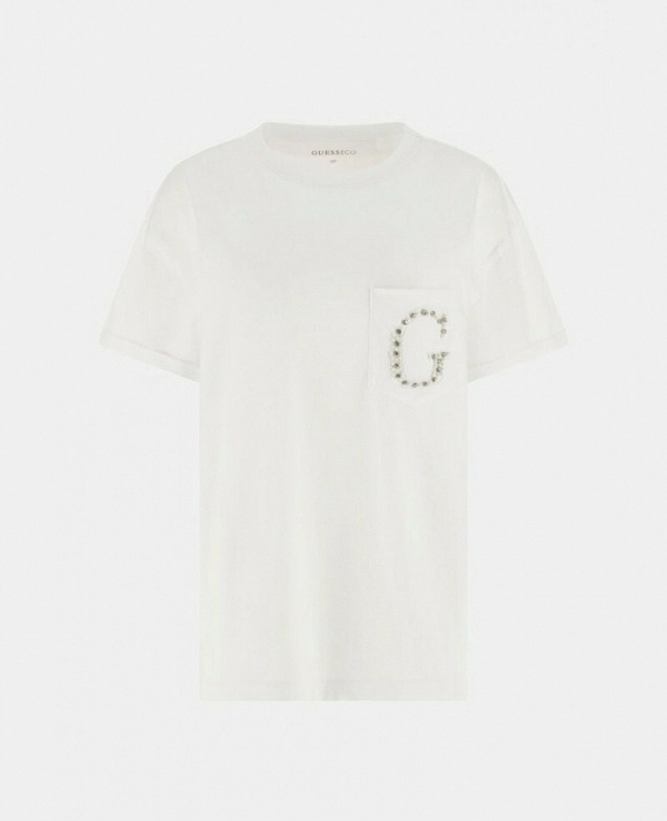 CAMISETA BLANCA DE GUESS CON UN BOLSILLO MODELO W6GI17 K3037