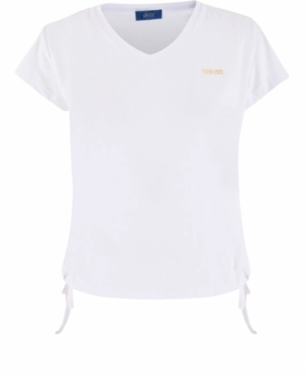 CAMISETA CUELLO EN V BAJO CORDON