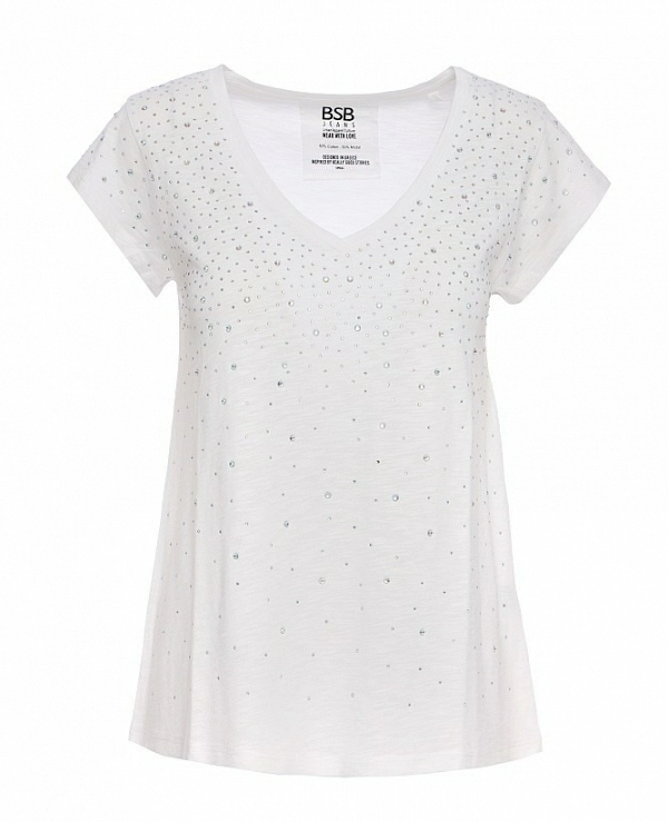 Camiseta de cuello en V con pedrer�a DE BSB MODELO 055-210005 - 21201