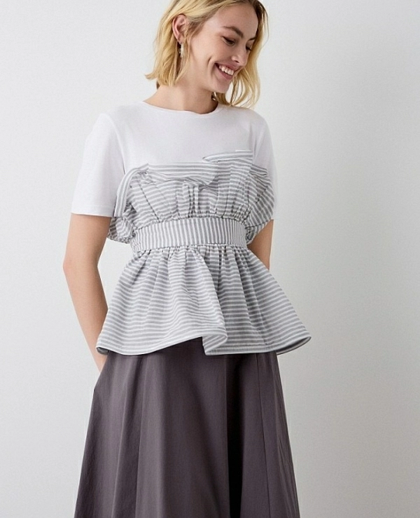 Camiseta de rayas con popelina DE BSB MODELO  053-210048