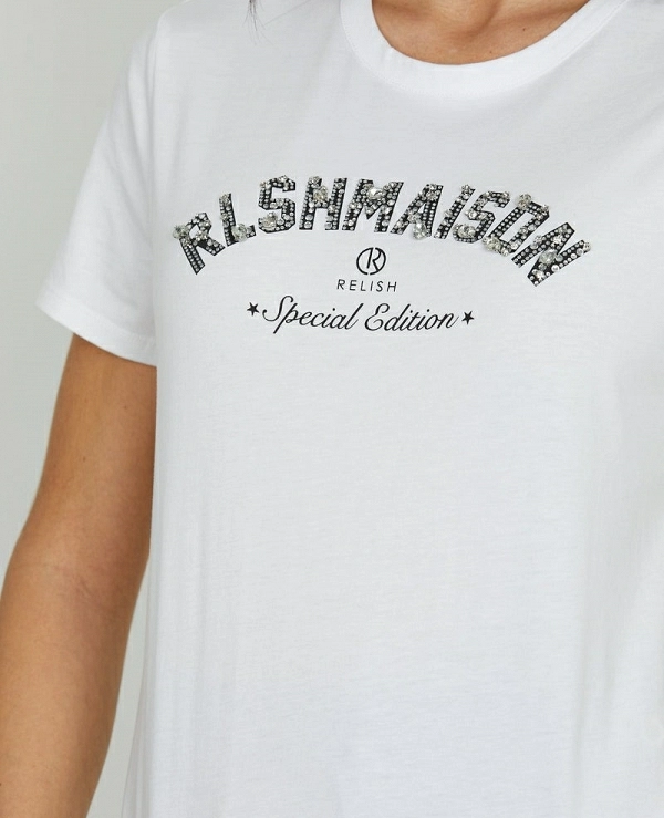 Camiseta DE RELISH REELS de media manga con estampado, mltiples piedras  - 20423