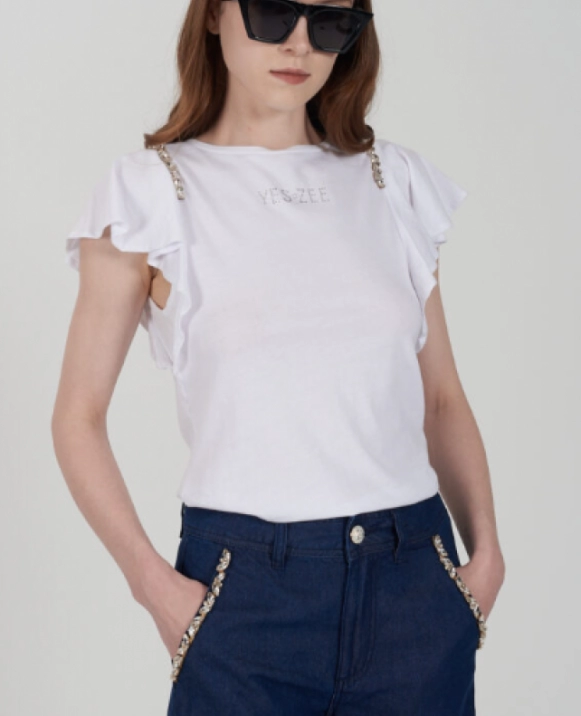 CAMISETA MANGA CON  VOLANTES