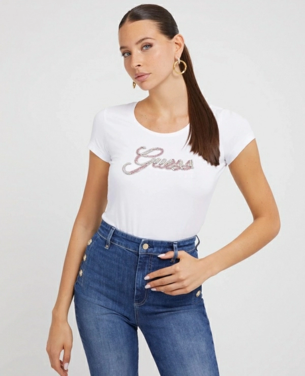 CAMISETA M/C LOGO EN BLANCO Y NEGRO GUESS W3YI36 J314