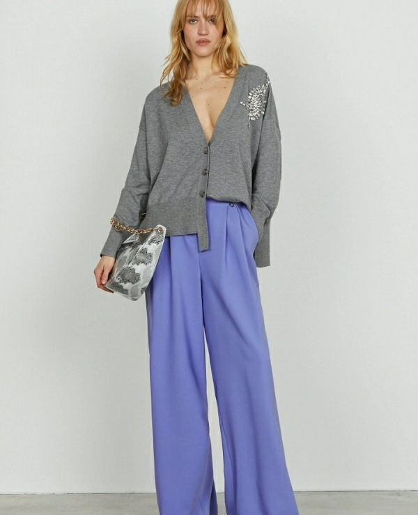 Crdigan VENETICO  con corte asimtrico y aplicacin de piedras DE RELISH - 20847