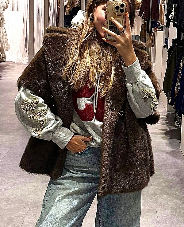 Chaleco de piel sinttica sin mangas - 20753