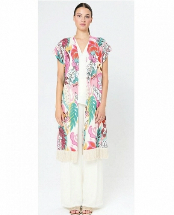 CHALECO TIPO KAFTAN CON FLECOS