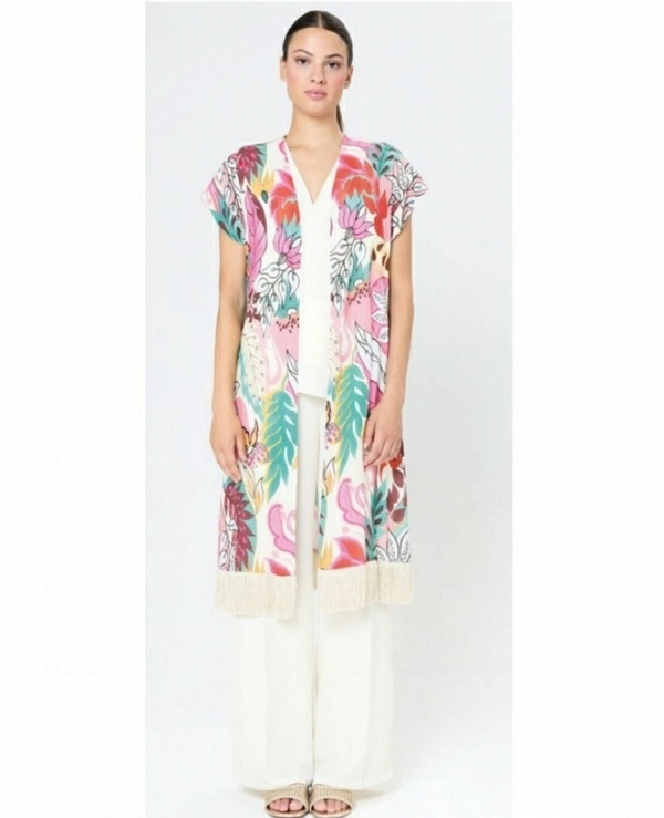 CHALECO TIPO KAFTAN CON FLECOS