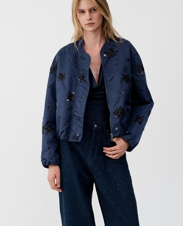 Chaqueta bomber con detalles de lentejuelas bordadas DE BSB MODELO 0056-0217008 - 22089