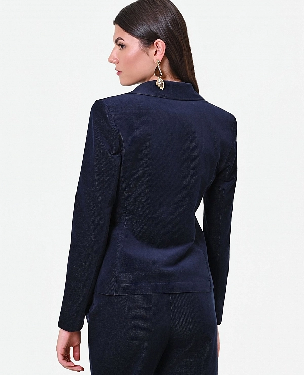 CHAQUETA CRUZADA DE TERCIOPELO AZUL DE RINASCIMENTO MODELO CFC0130421003 - 22293