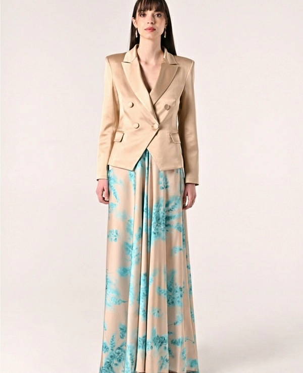 Chaqueta en satn de viscosa beige oscuro