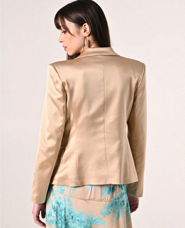 Chaqueta en satn de viscosa beige oscuro