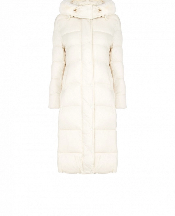 Chaqueta larga de plumas con capucha y piel sint�tica extra�ble.DE RINASCIMENTO CFC0127042003