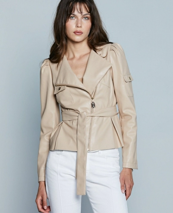 Chaqueta M/L CORRAT Puff con cremallera DE RELISH cruzada ms bolsillos ms cinturn de piel ecolgi