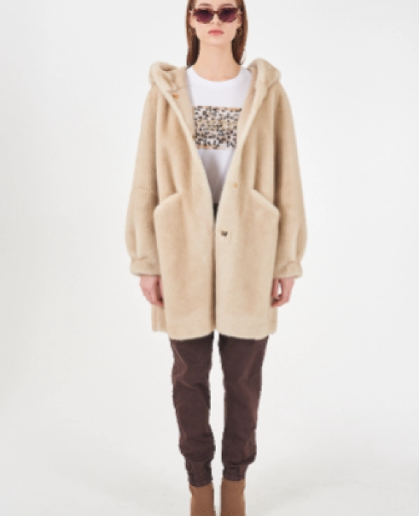 CHAQUETON DE PELO CON CAPUCHA - 20231