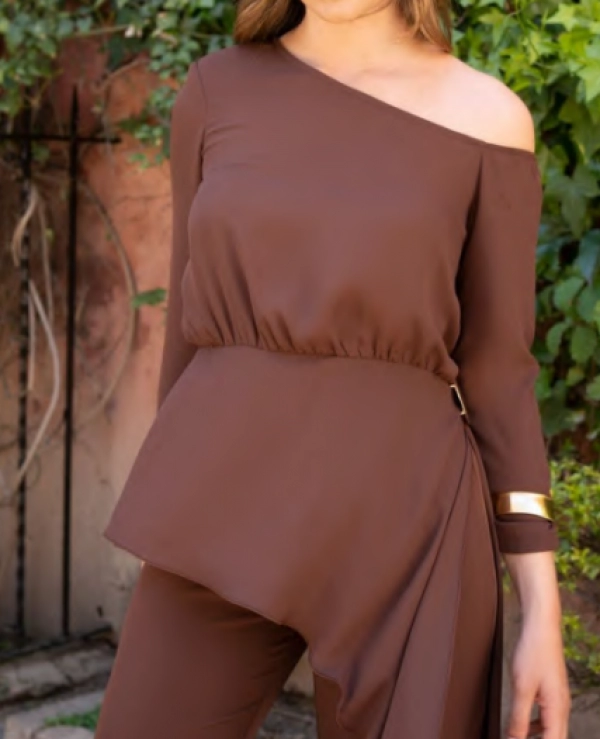 CONJUNTO DE PANTALN Y BLUSON ASIMETRICO - 20816