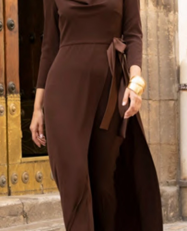 CONJUNTO DE PANTALON Y BLUSON  LARGO  LAZO CINTURA - 20801