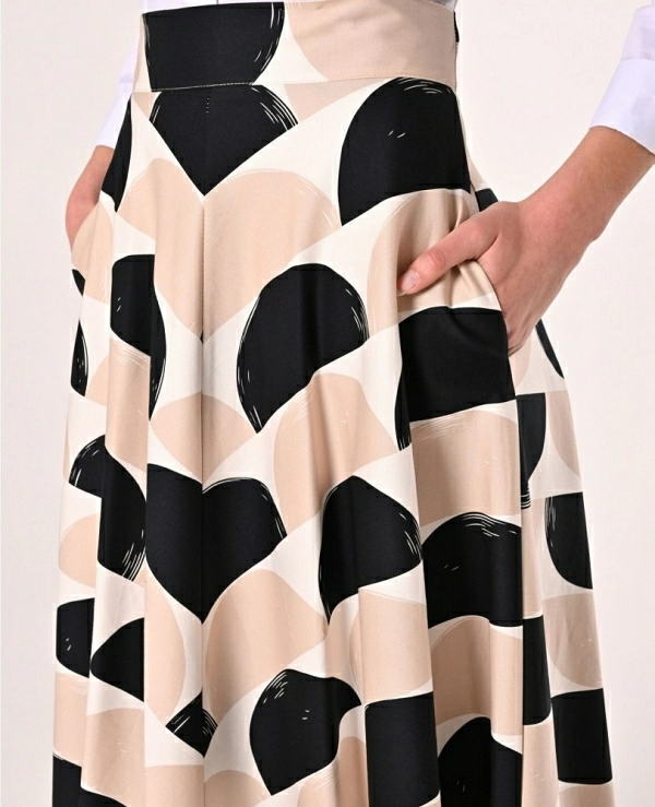 Falda midi de algodn estampado