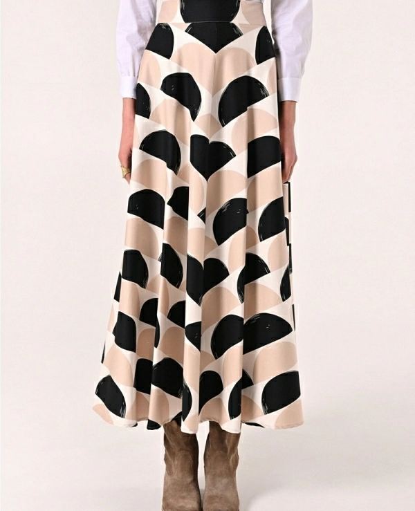 Falda midi de algodn estampado