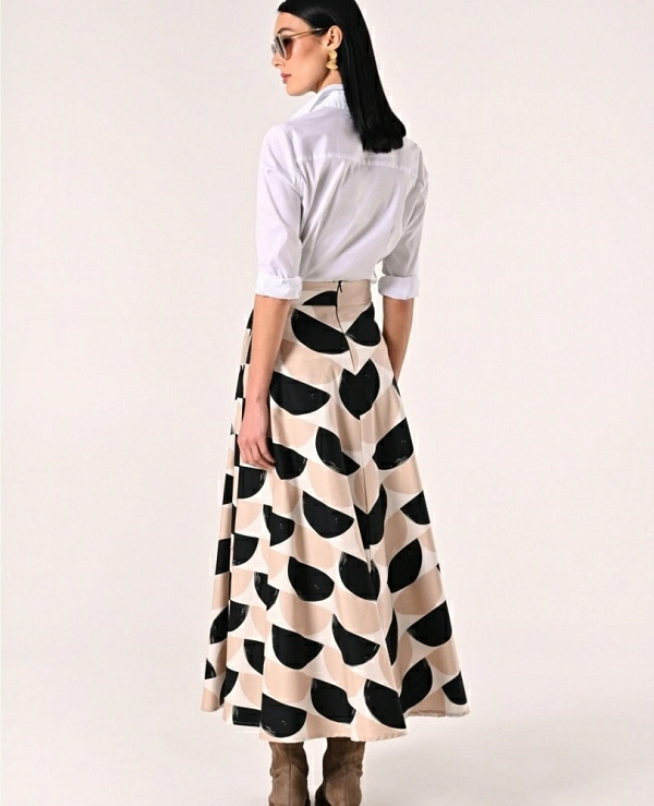 Falda midi de algodn estampado