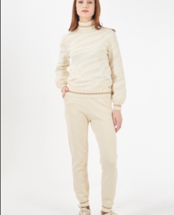 JERSEY DE CUELLO ALTO EN DOS TEJIDOS DE LANA - 20201