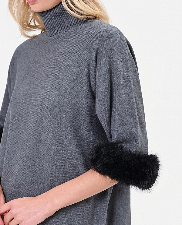 JERSEY DE VISCOSA GRIS OSCURO CON PU�OS DE RINASCIMENTO CFM0012388003 - 22315