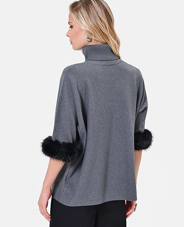 JERSEY DE VISCOSA GRIS OSCURO CON PU�OS DE RINASCIMENTO CFM0012388003 - 22316